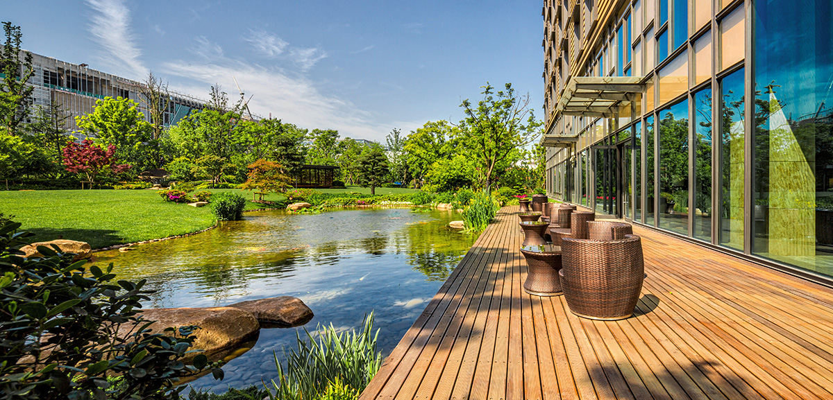 Back Garden · Quiet Garden has a Japanese style courtyard design embracing serenity amid chaos and creates unworldly environment enabling people through refining and concentration of nature to maintain peace of mind, sit quietly and meditate.